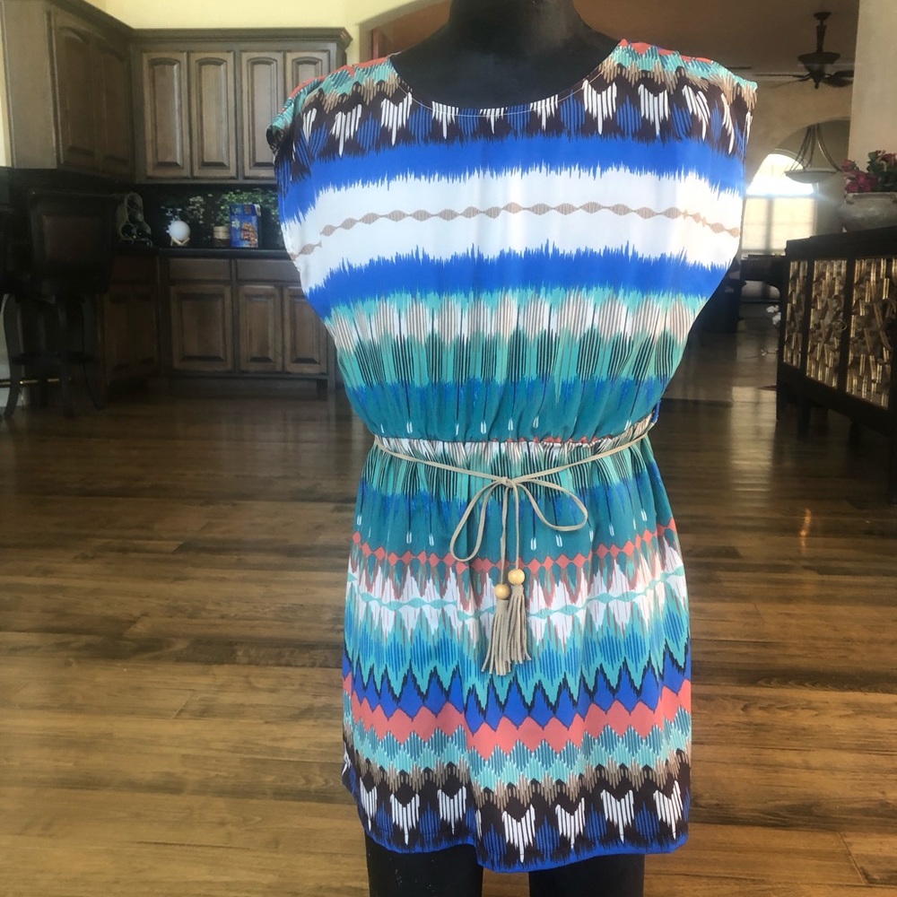 Tribal Dress with Tasseled Belt